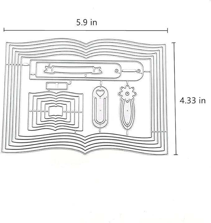 Book Cutting Dies,Bookmarks Tags Banner Die Cuts Metal Embossing Stencils Template Mould for Card Scrapbooking and DIY Craft Album Paper Card Decor
