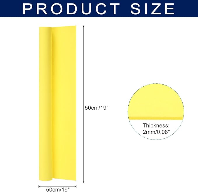 MECCANIXITY Foam Sheets Crafts 19x19 Inch 2mm EVA Craft Foam Paper Foam Sheets for Crafts Projects DIY Cosplay Modeling, Lemon Yellow