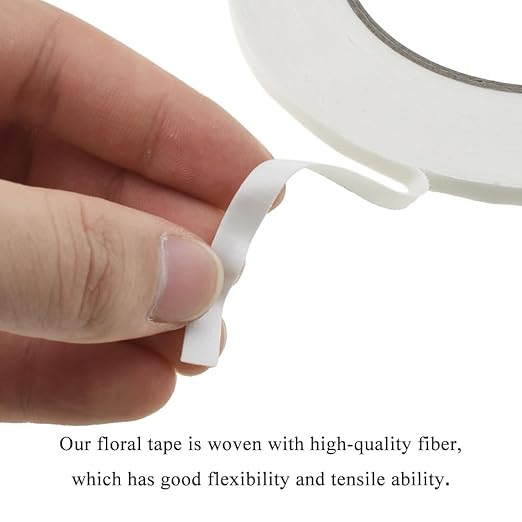 HAHIYO White 0.25Inch Wide Floral Tape, Waterproof Florist Tape Flower Wrap Adhesive Waterproof Decorative Tape for Bouquet Stem Wrapping Flower Arranging and Floral Craft, 2Rolls 200Feet/66Yard Total
