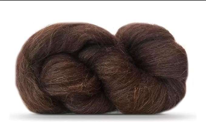 Natural Wool Bulk roving, 1 lb. Best Wool for Spinning, arm Knitting, Felting, Chunky Blankets and Tapestry. Natural Colors, un-Dyed. (Dark Chocolate, 1 lb)