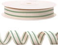 10 Yards × 3/5 Inch Green Natural Cotton Ribbon, Double Sided Webbing Straps Ribbons, Birthday Wedding Valentines Ribbons for Crafting, DIY Sewing, Gift Wrapping