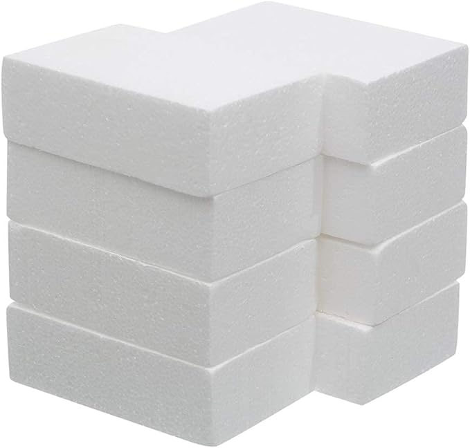 Crafare 8 Pack Craft Foam Blocks 8X4X2 Inch Polystyrene Brick Rectangle for Arts,School Modeling Projects Sculptures,Floral Arrangements,Party Table Centerpieces