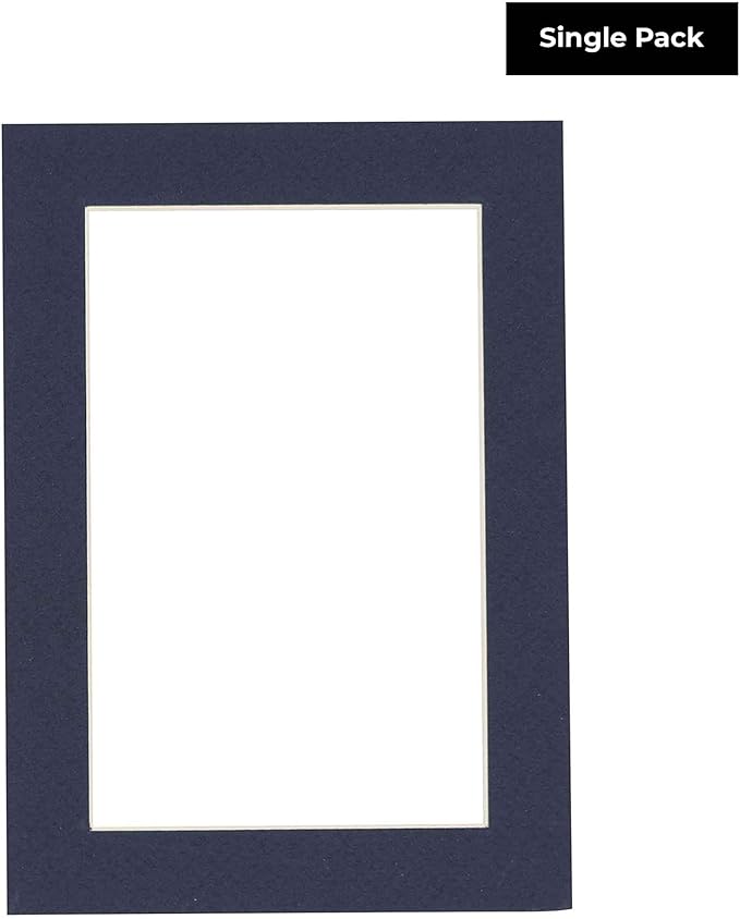 8x10 Mat Bevel Cut for 5.5x8.5 Photos - Acid Free Navy Precut Matboard With Backing Board and Crystal Clear, Self Seal Photo Mat Bag - For Pictures, Photos, Framing - 4-ply Thickness
