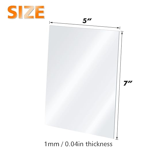 Egofine Plexiglass Sheets Acrylic Sheets 16 Pack of 5x7’’ 0.04 Thick Clear Plastic Cast Transparent Plexi Glass for Crafting Projects, Replacement Picture Frame Glass, DIY Display, Easy to Cut