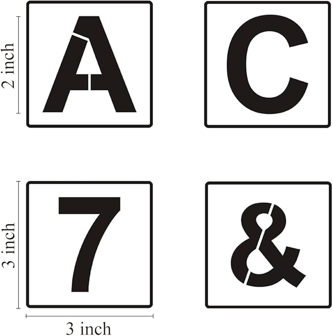 Alphabet Letter and Number Stencils 3 Inch - 40 Pack Letters and Numbers Stencil Templates with Signs for Painting on Wood, Reusable Number and Letter Stencils for Chalkboard Signs & Wood Wall Art