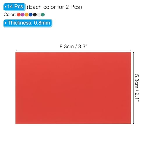 PATIKIL 2.1x3.3 Inch Anodized Aluminum Sheet Metal, 14Pcs Laser Plates Engraving Blanks 0.5MM Thin Rectangle for Crafting DIY Laser Engraving, Silver/Black/Blue/Green/Yellow/Red/Purple