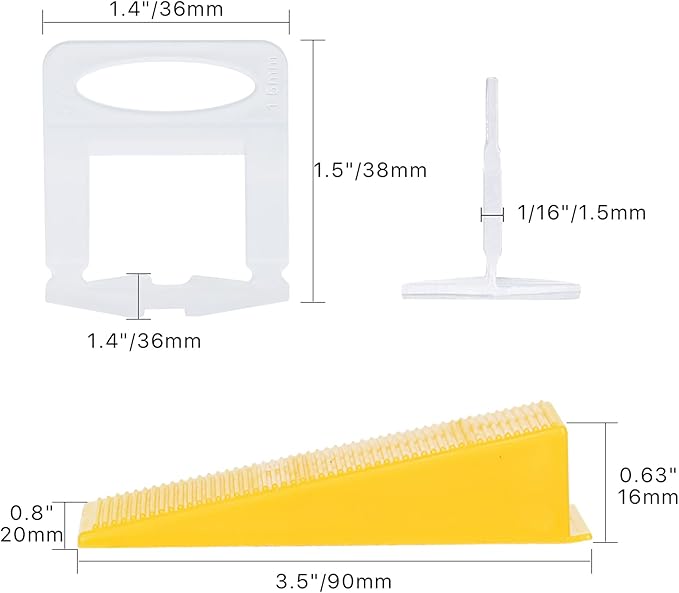 Tile Leveling System with Tile Plier 1500Pcs Piece Tile Spacers Clips 300Pcs Piece Reusable Wedges and 1 Rubber Mallet Tile Tools Set for Stone Installation (1/16"(1.5 mm)