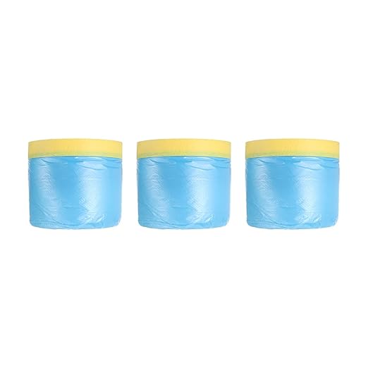 uxcell Pre-Taped Masking Film, 1.8ft x 82ft Plastic Paint Drop Cloth with Medium-Tack Painters Tape for Painting Spraying Protection Blue Film 3Pcs