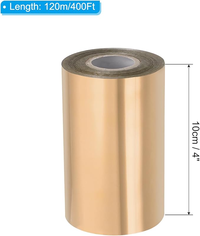 PATIKIL 4"x400Ft Hot Stamping Foil Paper, Heat Transfer Hot Stamping Paper Foil Roll for Leather DIY Logo Decor Craft Gift Package Scrapbook Card, Yellow
