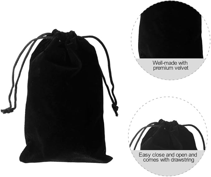 HRX Package 20pcs Velvet Drawstring Bags, 5x7 inches Velvet Pouches for Jewelry Gift Packaging (Black)