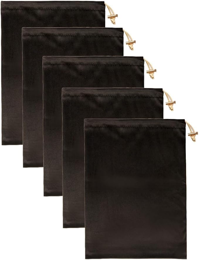Valante Set of Microfiber Drawstring Storage Bags for Intimate Products (Large Black Set)