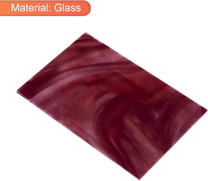 MECCANIXITY 2 Pcs Stained Glass Sheet Mosaic Tile 7.9 Inch x 5.9 Inch Dark Red Stained Glass Sheets for Crafts DIY Art Project