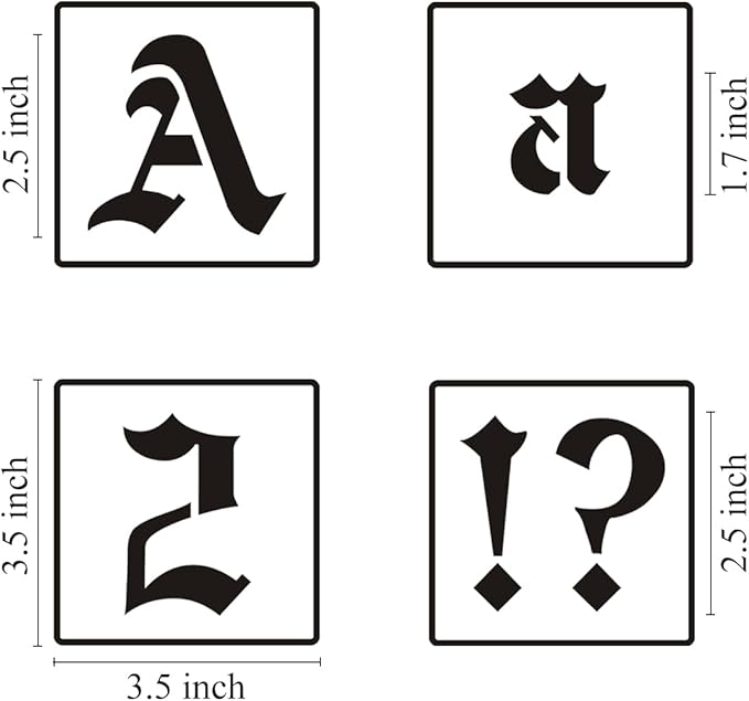 2.5 Inch Alphabet Letter Stencils for Painting - 70 Pack Old English Letter Stencil Templates with Numbers and Signs for Painting on Wood, Reusable Letter Stencils for Chalkboard Wood Signs & Wall Art