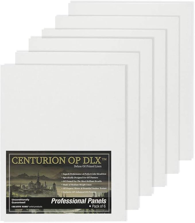 Centurion Deluxe Professional Oil Primed Linen Canvas Panels - 6x12-6 Pack of Linen Canvases for Painting, Artwork and More