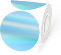 3" Holographic Direct Thermal Label Stickers, Round Printable Rainbow Glitter Thermal Printer Sticker Labels for Gift Wrapping, Self-Adhesive DIY Custom Logo Design- Holographic Blue