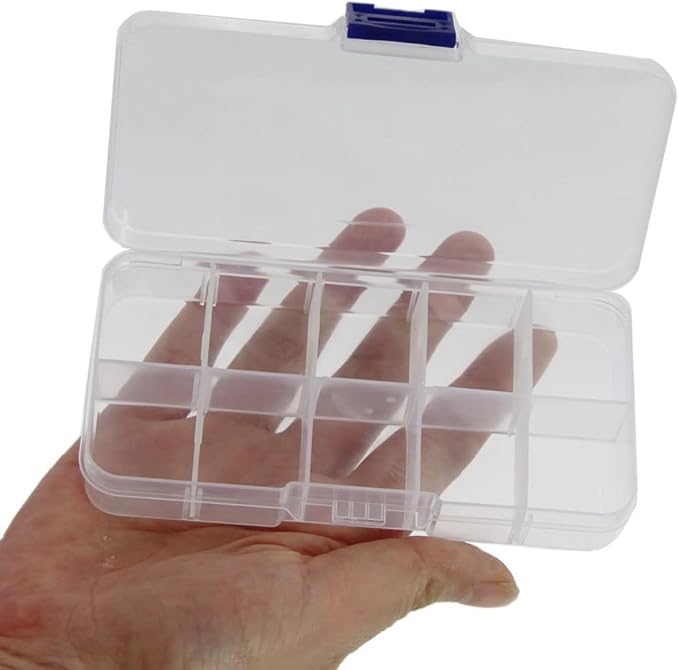 20 packs Plastic Organizer Box 10 Grids Clear Storage Container Jewelry Case with Fixed Dividers for Beads Art DIY Crafts Jewelry Fishing Tackles (20pcs 10 Grids Box)