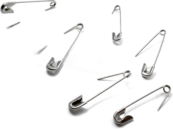 vrupin 100PCS-2.2In Safety Pins,Stainless Steel Safety Pins,Safety Pins Bulk Metal Silver Sewing Pins Clothing Clips Tool 55mm Decorative Safety pins