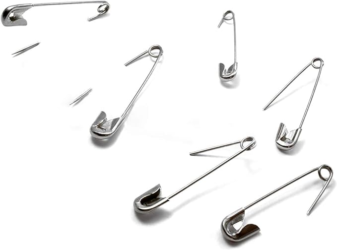 vrupin 100Pcs-3inch Stainless Steel Safety Pins,Safety Pins Bulk Metal Silver Sewing Pins Clothing Clips Tool 75mm Decorative Safety pins