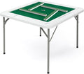 PEXMOR 39.5" Foldable Mahjong Table, Square 4 Player Card Game Table w/Cup Holders & Chip Grooves, Portable Folding Poker Domino Board Game Table for Blackjack, Texas Hold'em, Jigsaw Puzzles Game