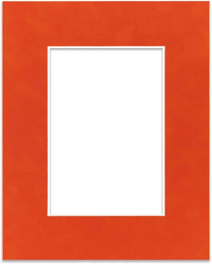 8x10 Mat Bevel Cut for 5.5x8.5 Photos - Acid Free Orange Suede Precut Matboard - For Pictures, Photos, Framing - 4-ply Thickness