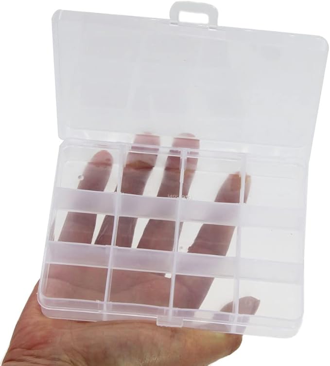 Small Plastic Organizer Box 10 packs12 Grids Clear Storage Container Jewelry Case with Fixed Dividers for Beads Art DIY Crafts Jewelry Fishing Tackles 5.04 * 3.82 * 0.87 inches