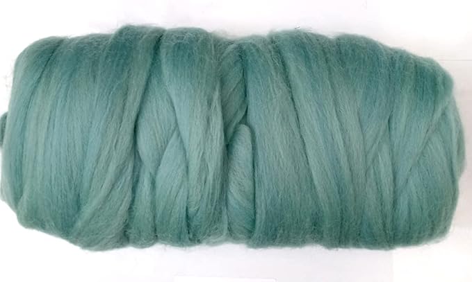 Kondoos Colored Natural Wool roving, 1 lb. Best Wool for Needle Felting, Wet Felting, handcrafts and Spinning. (Acqua, 1 lb)