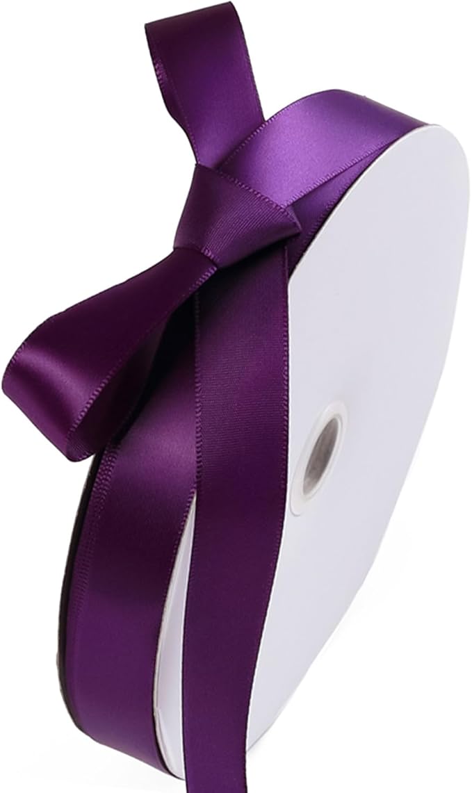 5/8" x 100 Yards Regal Purple Polyester Satin Ribbon Single Faced Bulk Fabric Ribbons for Gift Wrapping, Crafting, Bows Making, Sewing, Wedding, Home Decor