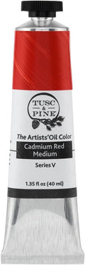Tusc & Pine Artist Oil Paint - Cadmium Red Medium, 40 ml, Non-Yellowing, Rich & Creamy Consistency, Maximum Pigment Load, Small Batch Milled Oil Paints Made in the USA for Professional Artists