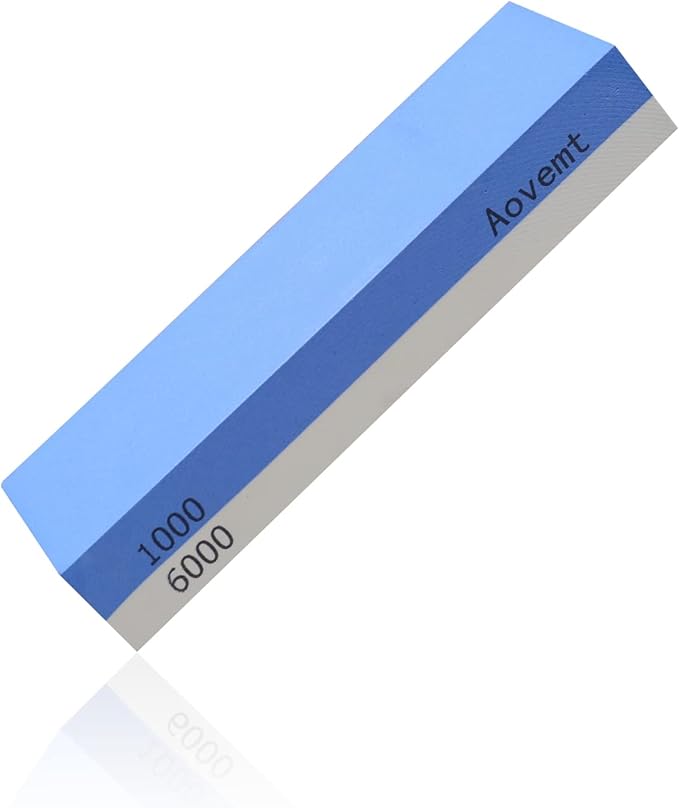 Knife Sharpening Stone, Premium Knife Sharpening Kit, 2 Side Grit 1000/6000 Whetstone, Wet Stone, Nonslip Base, Angle Guide and Flattening Ston e