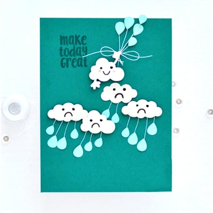 Cutting Dies for Card Making, Metal Scrapbooking Die-Cuts, DIY Bckground Frame Crafts Embossing Stencil, Paper Template Mold/Photo Album Arts Tool (3 Pcs Clouds-3.3x5.5cm)