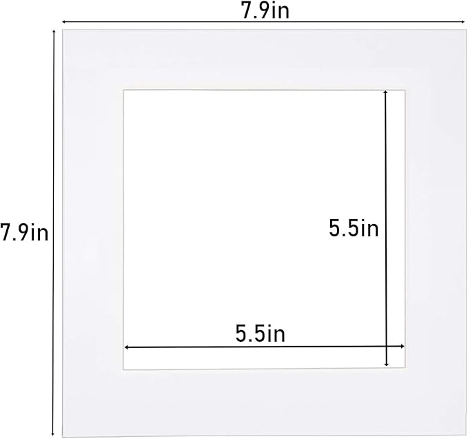 Egofine 8x8 White Picture Mats, Frame Mattes for 6x6 Pictures, Acid Free, 1.2mm Thickness, with Core Bevel Cut - Pack of 14