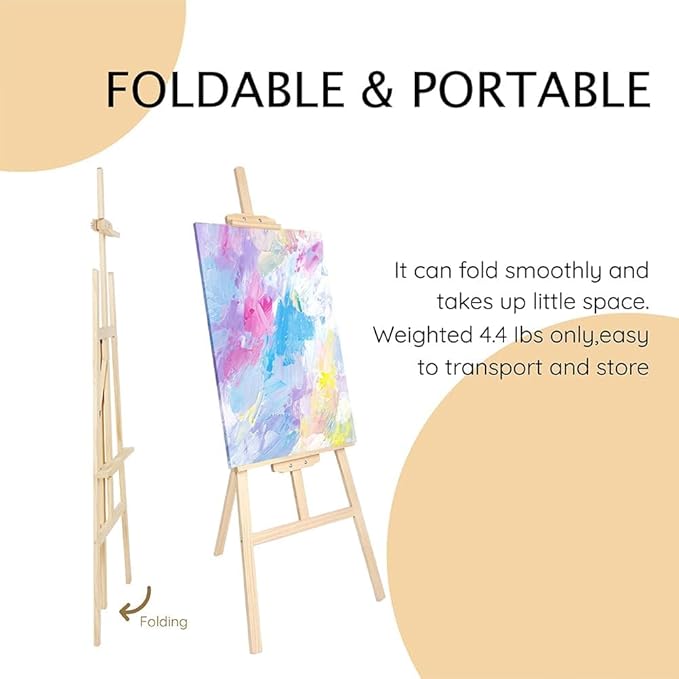 Wooden Painting Easel Stand, Adjustable＆Folds Flat for Storage, Ideal for Painting, Office Presentations, Posters, Signage