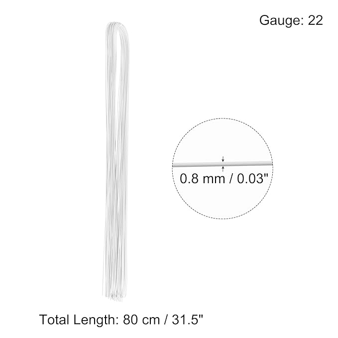 PATIKIL 32 Inch 22 Gauge Floral Stem Wire, 3 Pack/120 Pieces Bouquet Stem Paper Wrapped for DIY Crafts Flower Arrangements, White