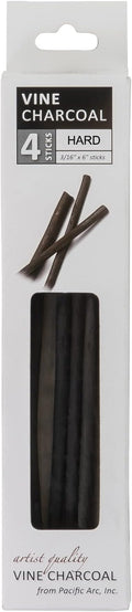 Pacific Arc Artist Vine Charcoal Sticks and Smooth Drawing Charcoal Parent (Hard 4 Pack)