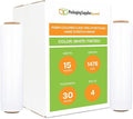 PSBM White Stretch Wrap, 15 Inch x 1476 Feet, 4 Pack, Tinted Pre-Stretched Shrink Wrap Film for Moving, Packaging, Pallet Wrapping