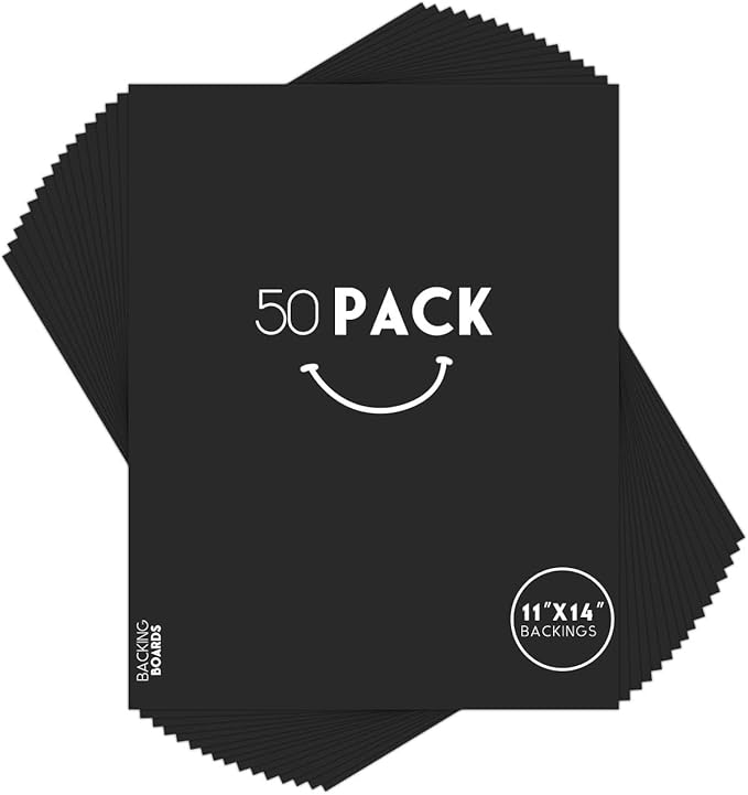 Golden State Art, 11x14 Uncut Photo Mat Matboard - Black Uncut Mats for DIY Projects, Presentation Boards, Art Crafts (50 Pack)