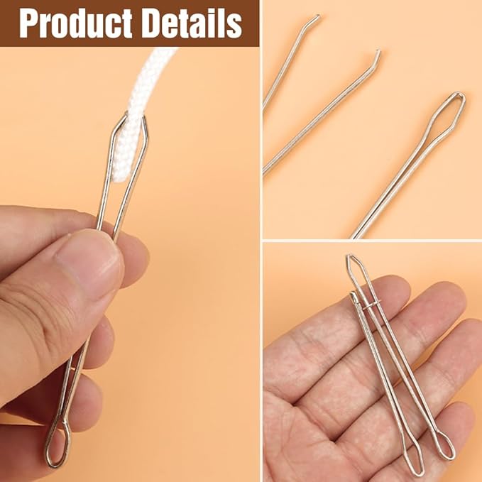 8 PCS DIY Rope Threader Clip, Drawstring Threader Tool Set, Sewing Loop Turner Hooks Metal Easy Pull Drawstring Threader with Tweezer Sewing Tool for Drawstring Replacement for Hoodies, Shorts, Pants
