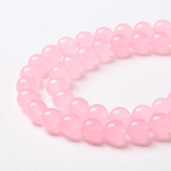 90pcs Natural Light Pink Chalcedony Stone Beads for Jewelry Making - Energy Healing Power Stone DIY Bracelet Necklace Accessories - 15" (4mm, Light Pink Chalcedony)