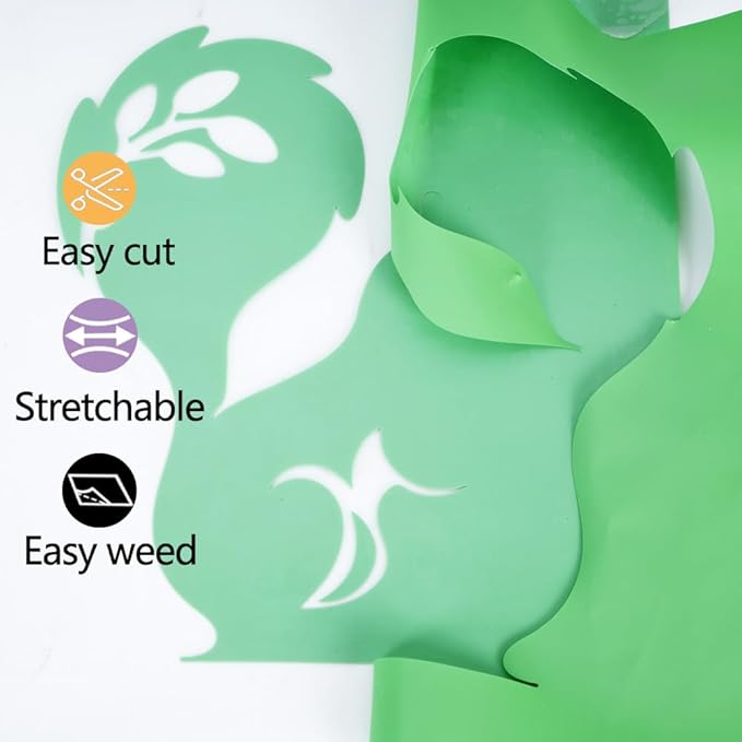 guangyintong Heat Transfer Vinyl Fruit Green HTV Rolls, 12" x 10ft Fruit Green Iron on Vinyl for T-Shirts, Matte Surface Fruit Green HTV Vinyl for All Cutter Machine Easy to Cut & Weed for DIY Design