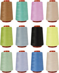 12PCS Sewing Thread Kit 30wt Spools,12 Colors,Assorted Colors Each 800 Yards of Polyester Threads for Sewing Hand and Machine,Stitching, Quilting, Serger (ZH-800YARDS-2ZH)