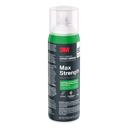 3M Max Strength 90 Contact Adhesive Spray, 12.6 oz (Pack of 2) – Low VOC Heavy Duty Glue with Adjustable Nozzle, Heat & Water Resistant Bond for Metal, Wood, Plastic, Laminate, Concrete