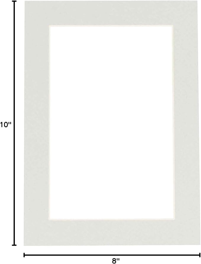 8x10 Mat Bevel Cut for 5x8 Photos - Acid Free Grey Precut Matboard - For Pictures, Photos, Framing - 4-ply Thickness
