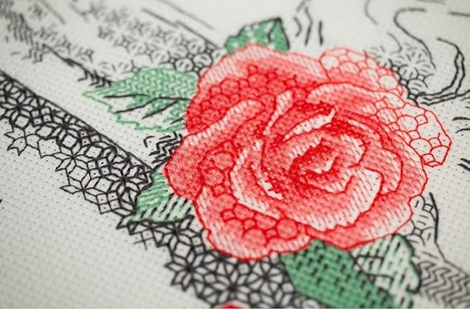 RIOLIS - Mysterious Rose 1887, Cross Stitch Kits 8¼" x 11¾", Cross Stitch Kits for Beginners & Advanced, Crossstitching Kit Adult, Embroidery Counted Stitching Kit