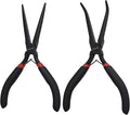 WISEUP 6" Mini Needle Nose Pliers Set，2-Piece Small Long Reach Bent Needle Nose Pliers for Jewelry DIY Craft，Repair & Wire Wrapping