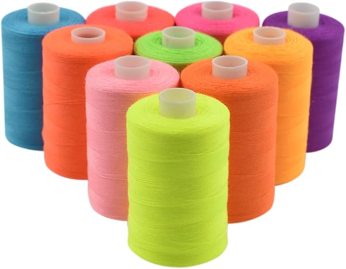 Sewing Thread 10 Color Sewing Industrial Purpose 1000 Yards Per Spool 40S/2 Polyester for DIY Sewing Machine,Embroidery Machine,Hand Sewing (Bright Color Mixing)