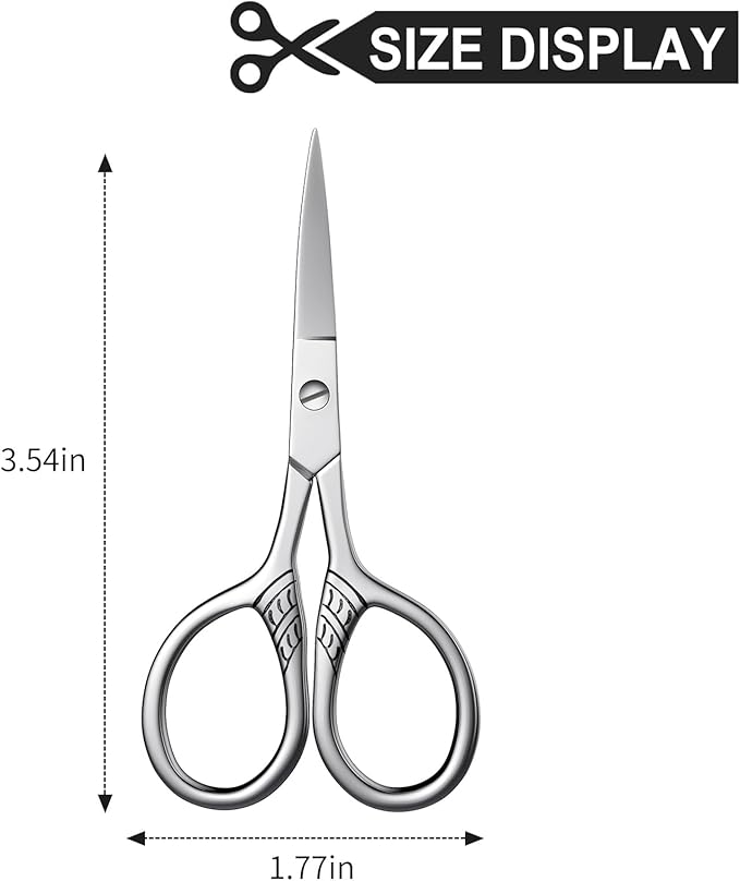 Stainless Steel Small Scissors with Textured Handle - All Purpose for Arts, Crafts, Sewing, Office & Kitchen, Sharp & Durable Cutting Tools -2Pcs