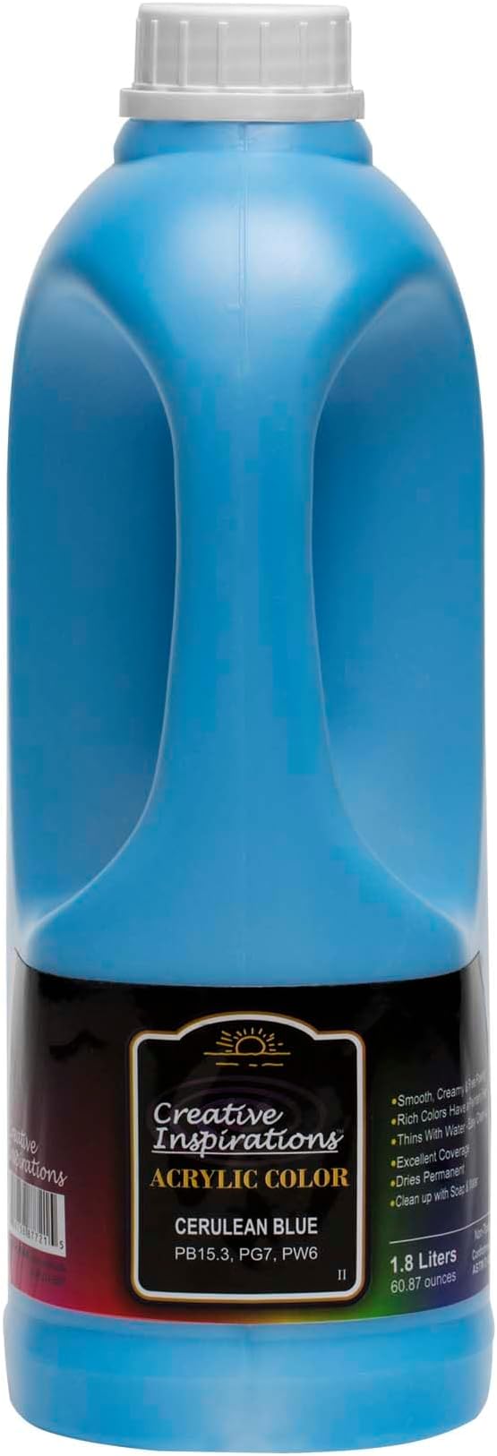 Creative Inspirations Acrylic Paint - Cerulean Blue - 1.8 Liter - Smooth & Creamy Consistency, Vibrant Pigmentation, Great Coverage for Artists - Clean Up with Soap & Water