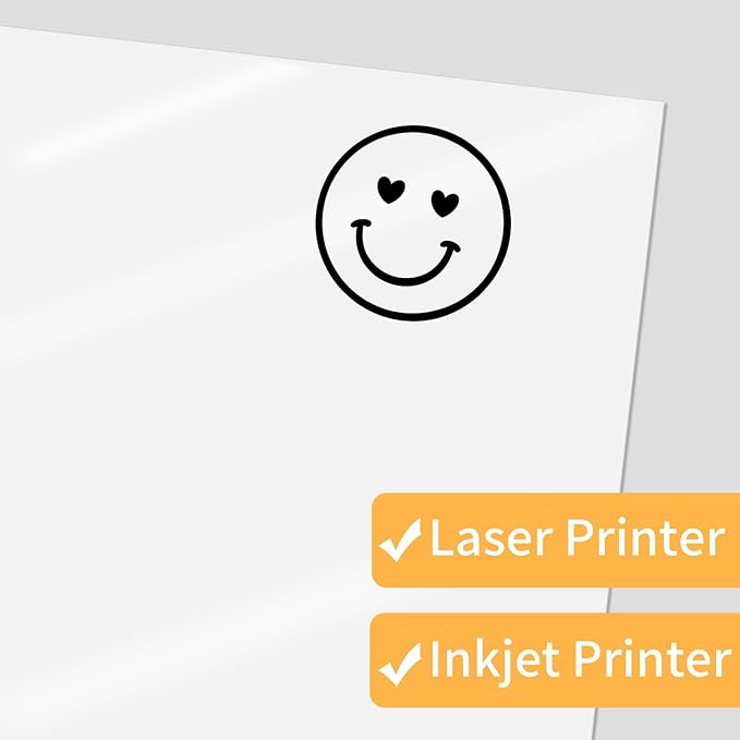Clear Sticker Paper for Inkjet Printer, Clear Printable Stickers Paper, 20 Sheets Printable Transparent Sticker Paper, Laser/Inkjet Printing- Letter Size (8.5" x 11")