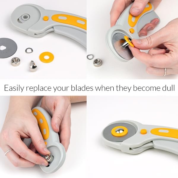 WA Portman Self Healing Cutting Mat & Rotary Cutter Set – 45mm Rotary Cutter for Fabric with 5 Extra Blades with 9x12 Fabric Cutting Mats for Crafts & 6x12 Acrylic Quilting Rulers – 3pc Sewing Kit
