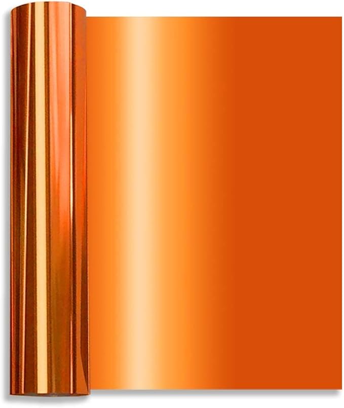 Tvinyl Warehouse Orange Foil HTV Metallic Heat Transfer Vinyl Roll 12" x 6FT for All Cutter Machine